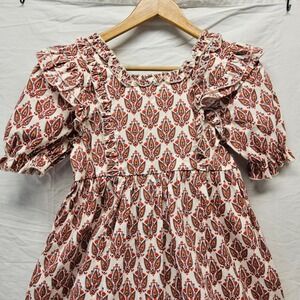 A Loves A Girls Maxi Dress‎ Kids Size L Cream Paisley Smocked Ruffle Boho Tiered